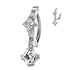 Bauchnabelpiercing Ring mit eingefassten Kristallen und Diamant Zirkonia Anhänger (9317455364424)