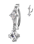 Bauchnabelpiercing Ring mit eingefassten Kristallen und Diamant Zirkonia Anhänger (9317455364424)