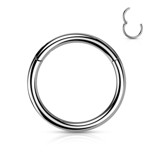 Titan Segmentring Clicker Silberfarbig für Conch-, Helix-, Nostril-, Septum-, Rook-, Daith-, Tragus Piercings