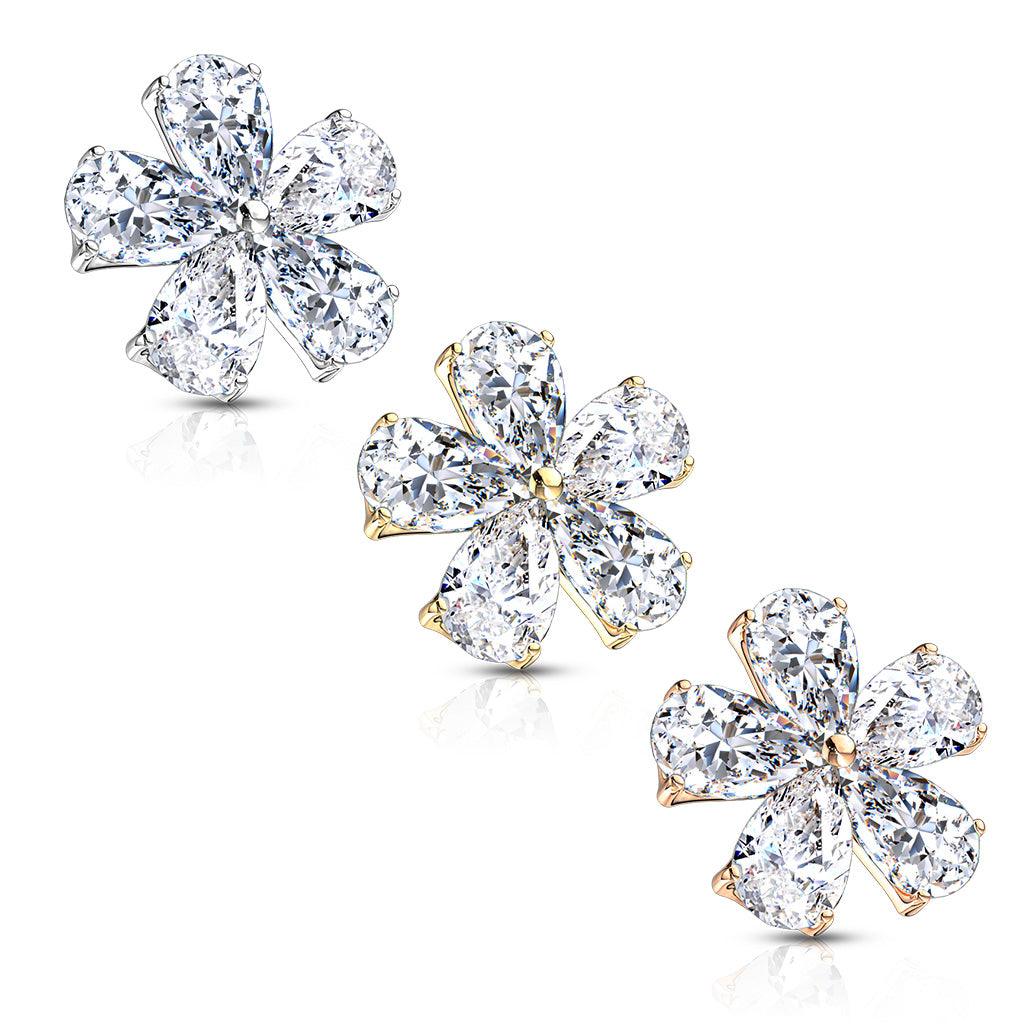 Dermal Anchor Aufsatz Blumen Motiv mit Zirkonia Kistallen (9308475490632)