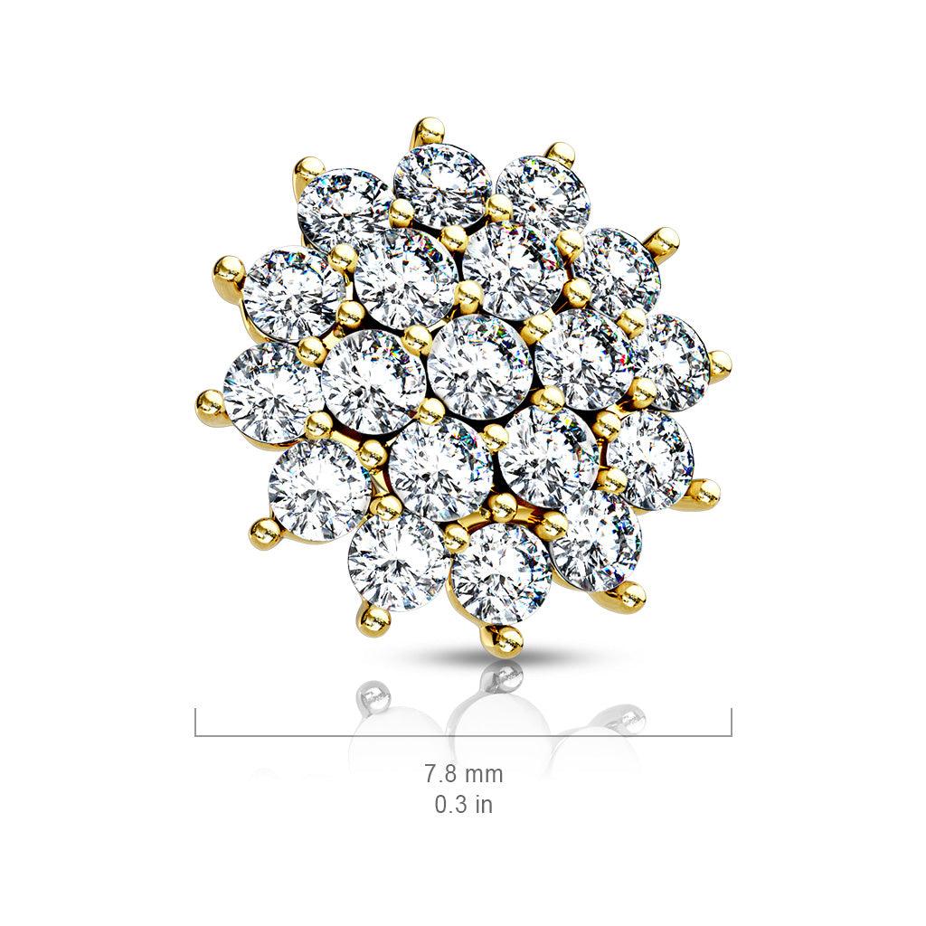 Dermal Anchor Aufsatz Sun Burst mit Zirkonia Kristallen (9308677931336)