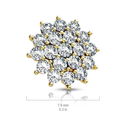 Dermal Anchor Aufsatz Sun Burst mit Zirkonia Kristallen (9308677931336)