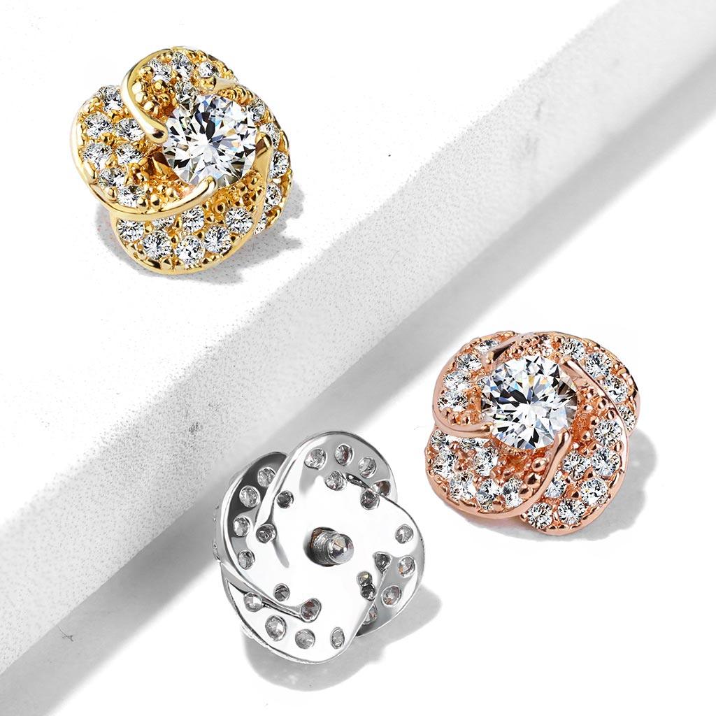 Dermal Anchor Aufsatz Rose Blossom mit Zirkonia Kristallen (9308680913224)