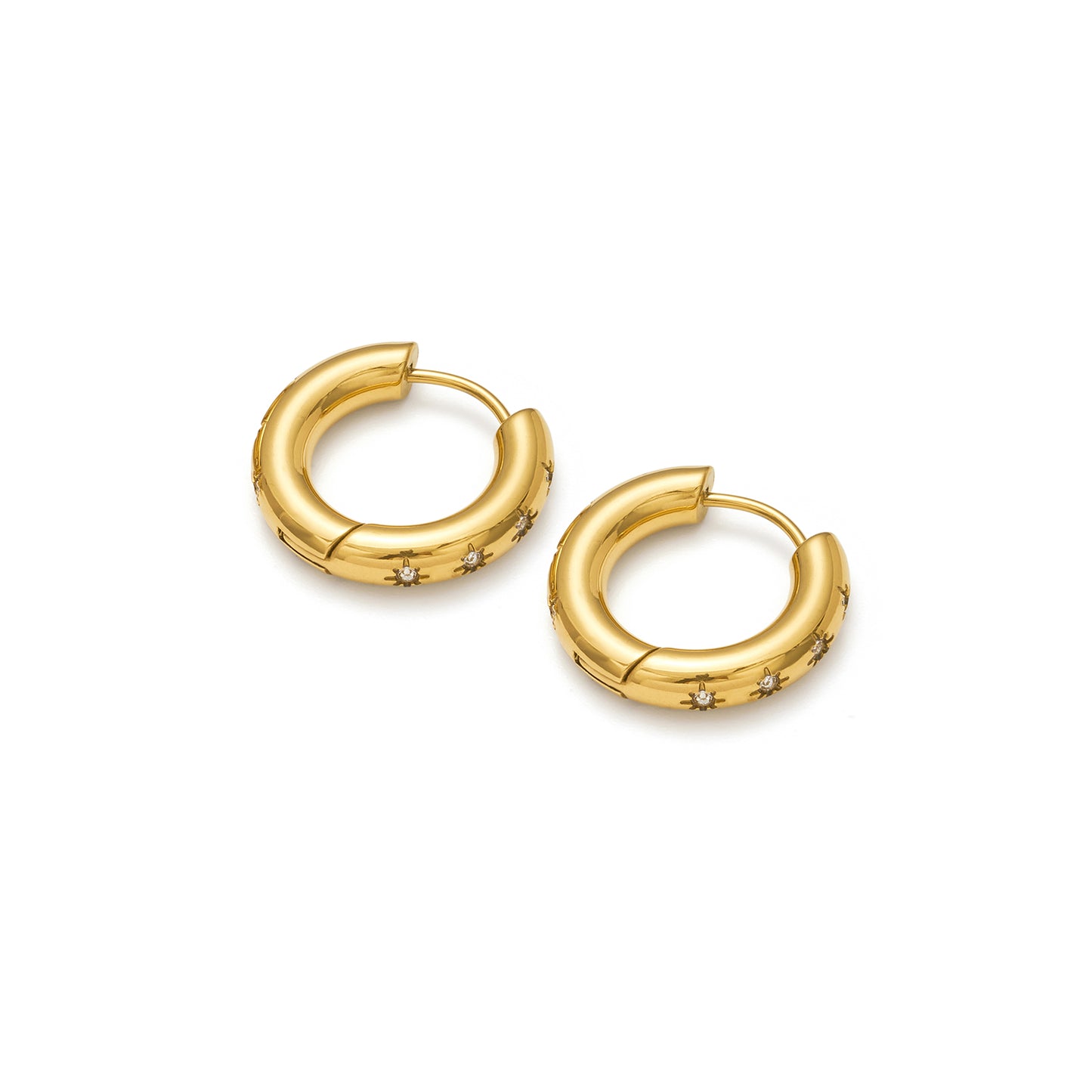 Creolen Gold mit Zirkonia Sternen